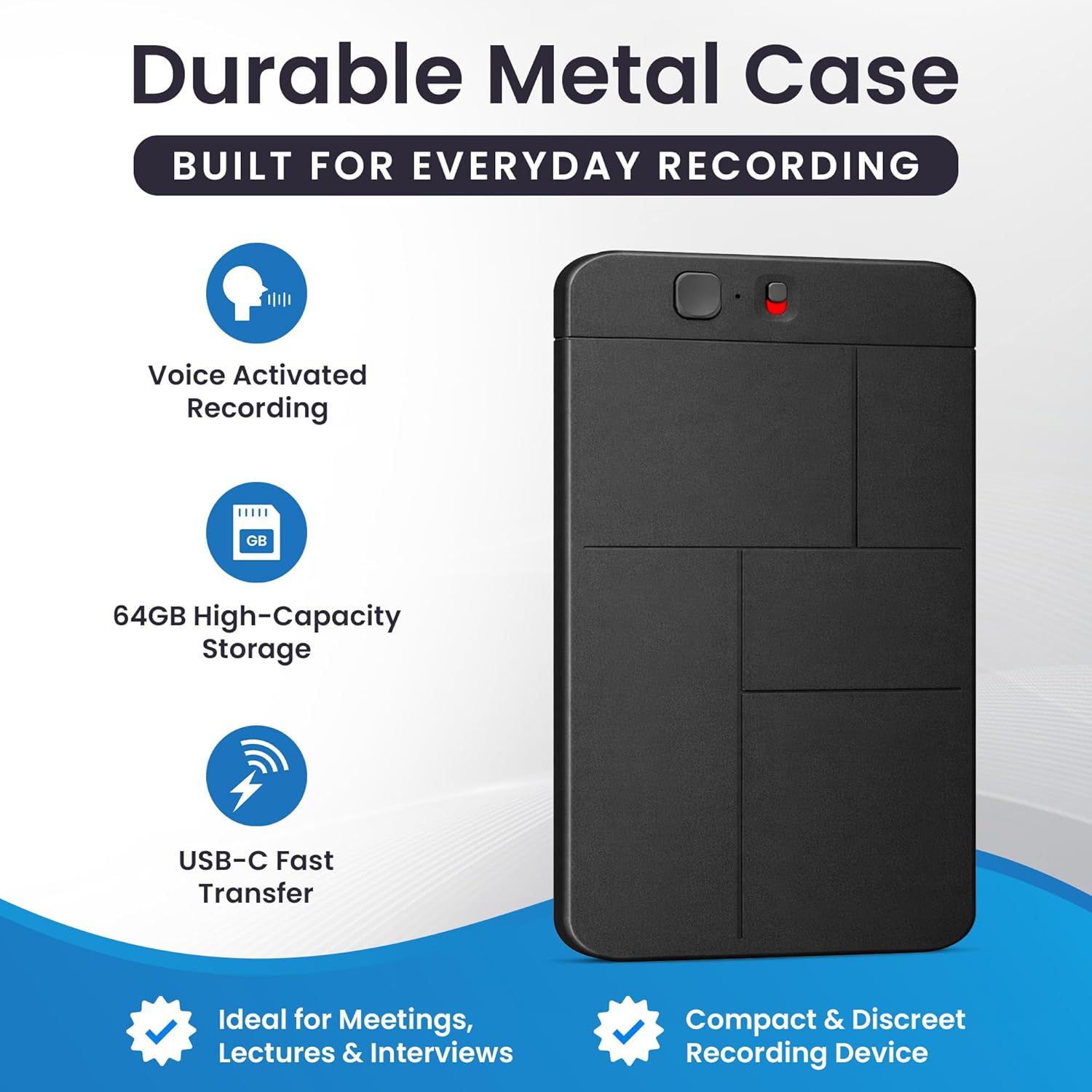 aTTo Digital AI Voice Recorder – AI Transcription, Multiple Languages & Noise Cancellation – 64GB Memory, 500 Hours Recording & 30-Hour Battery – Portable, Compact Design for Professionals & Students