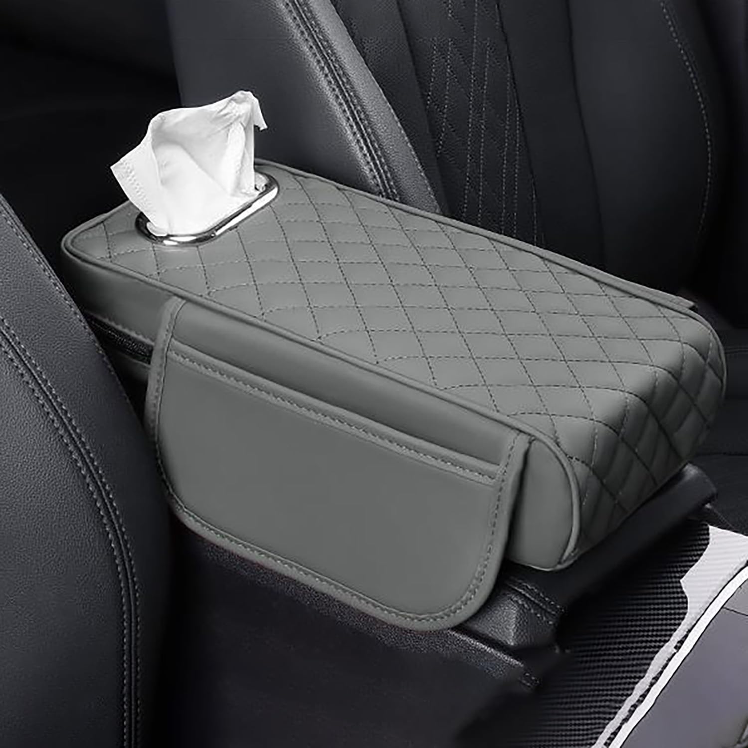 Auto Armlehnenkissen Für Audi Q6 E-tron - Memory Foam Mit Taschentuchfach (Schwarz-Rot)