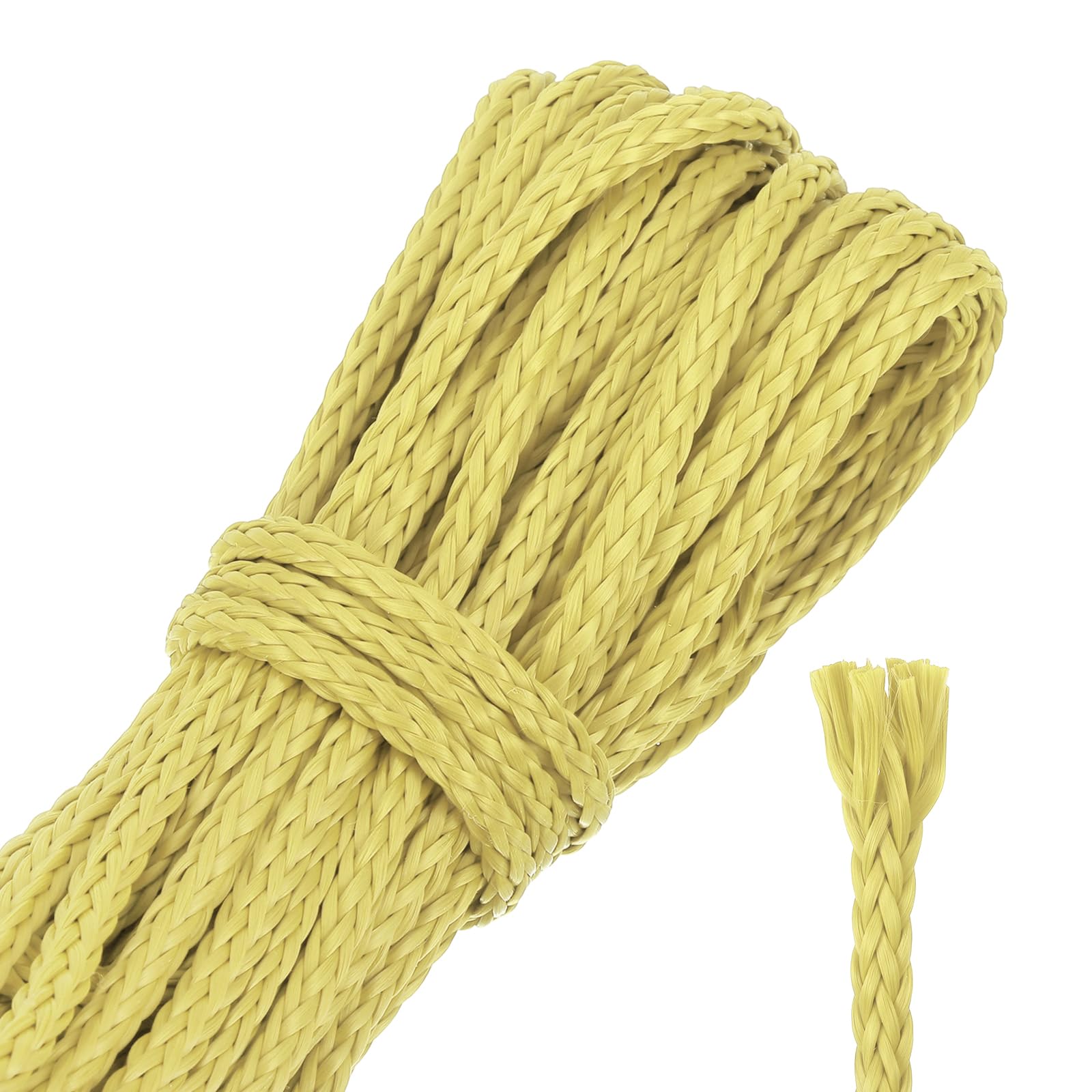 sourcing map 50Ft Braided Fishing Line, 1500lb 3.5mm Diameter Multipurpose Utility Paracord Line Wind Chime String Kite Line for Camping, Hot Air Balloon, Outdoor Survival, Yellow