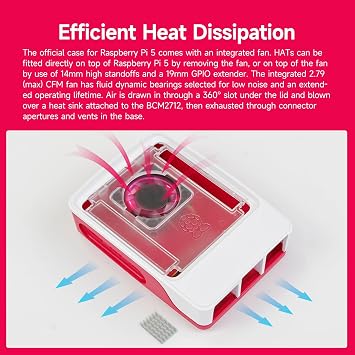Yahboom Raspberry Pi 5 Case - Official Raspberry Pi 5 Red White Case Active Cooling PWM Fan Protection