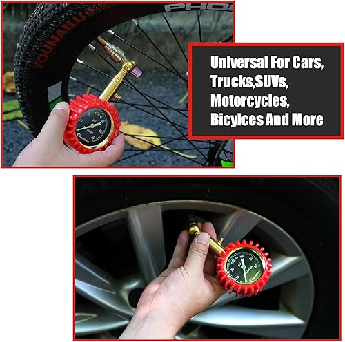 Miniatura 5 de Medidor de presión de neumáticos de 0 a 60 PSI  Calibre de neumáticos de alta precisión con esfera brillante grande de 2 pulgadas fácil de leer,