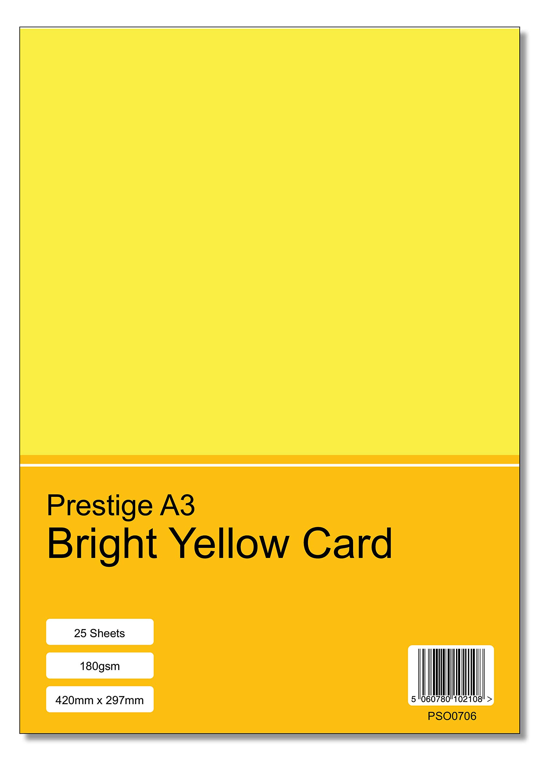 Prestige A3 Bright Yellow 180gsm Craft Card x 50 Sheets per Pack