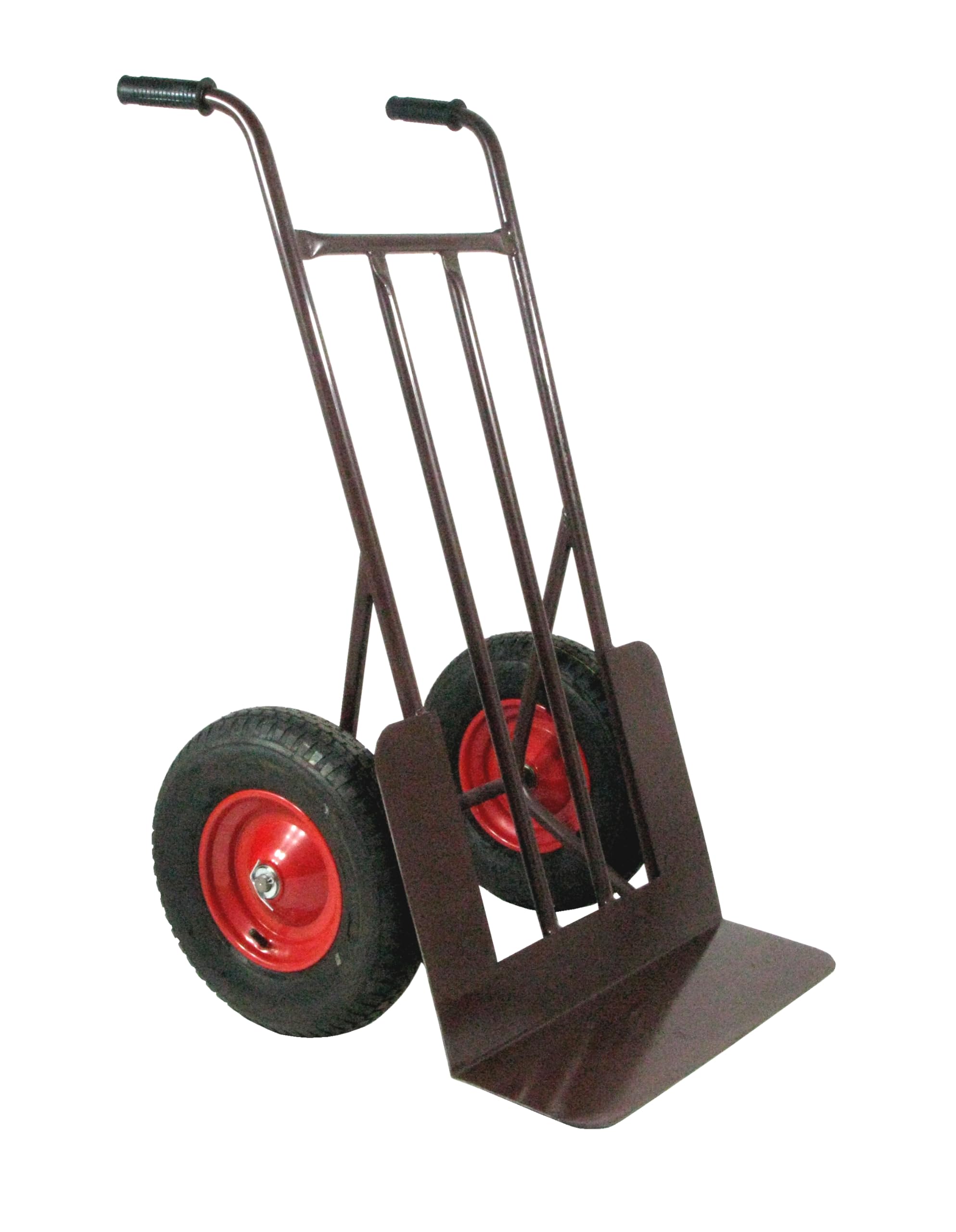 Sackkarre 500 kg – Robuste Stapelkarre Luftreifen mit Kugellager, Transportkarre Stahl, Handkarre mit Sicherheitsgriffen und Stahlblechschaufel, Paketkarre Lastenkarre Stahlrohr, Braun