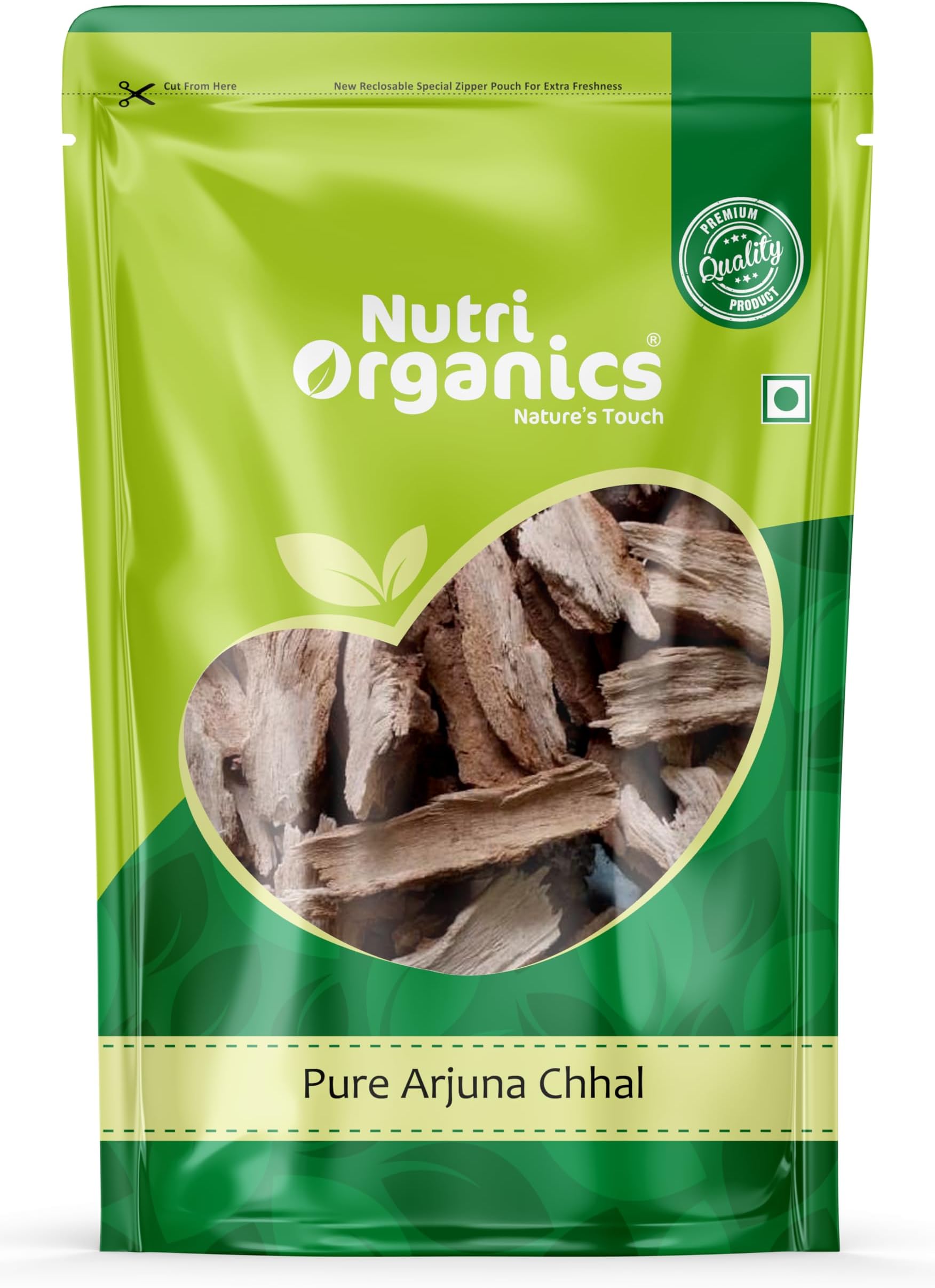 NutriOrganics Arjun Ki Chaal - 400 Gm Dried- Arjuna Tree Bark - Raw | Lowers Bad Cholesterol