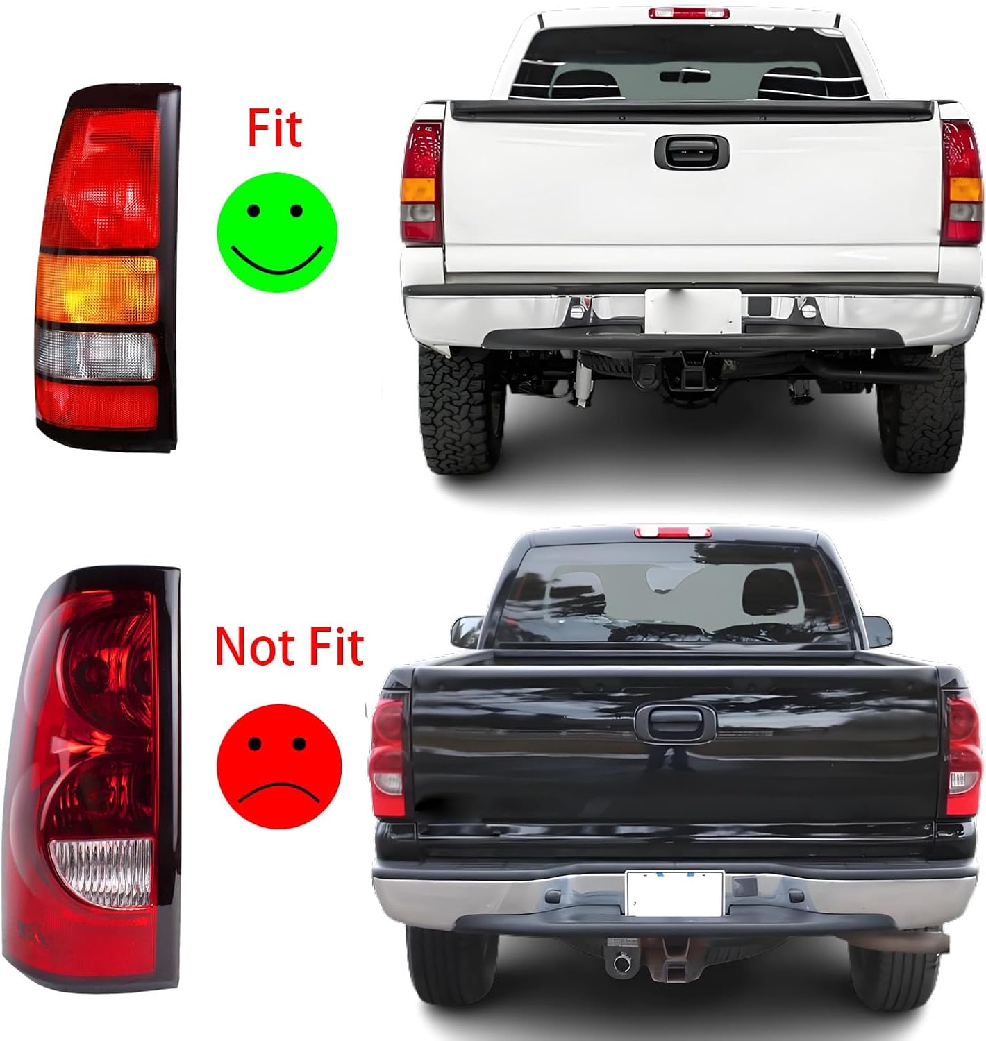 Tail Lights Assembly compatible with1999-2002 Chevy Silverado 1999-2006 GMC Sierra 1500 2500 3500 Driver & Passenger Side Taillights Rear Lamp without Bulb, Black Border
