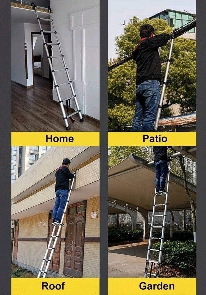 Tall Telescoping Ladder,for Roofing Business with Hooks Ladder Easy to Store Heavy Duty Aluminum Extendable Ladder Stepladder
