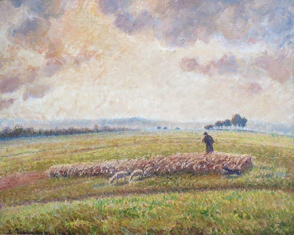 ART-PRINT-on-matt-paper-220gr- Landschaft mit Schafflocke Pissarro Camille - Landschaft horizontales Bild Impressionismus Impressionismus Post Impressionismus pos F 25_X_31_in