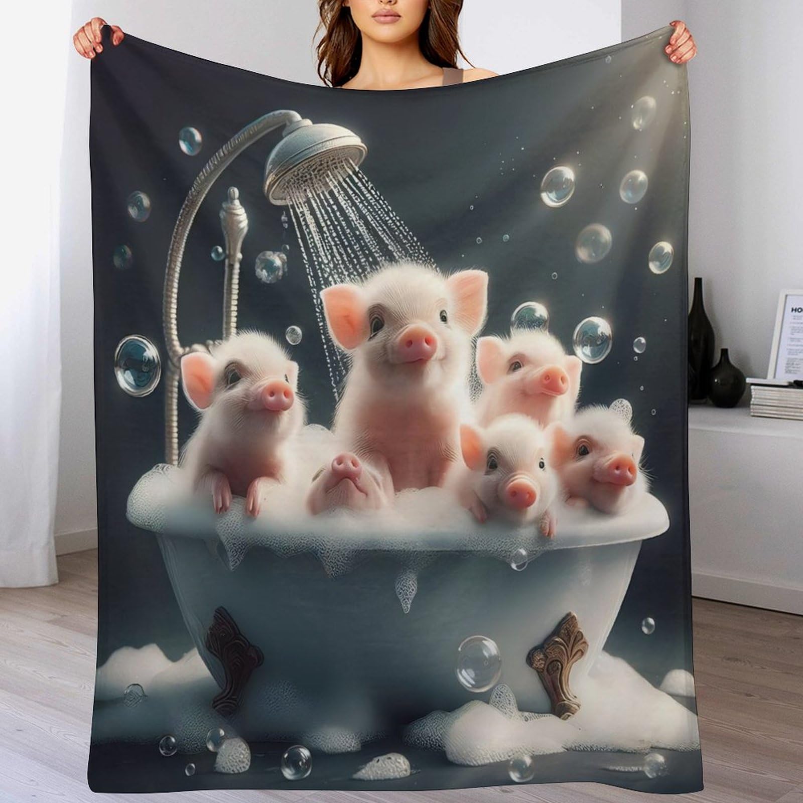 Couverture canapé cochon en flannel douce moelleuse et ultra chaude 150x200cm