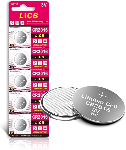 LiCB CR2016 Battery 3V Lithium 5PCS (CR 2016 / Batteries CR2016 / DL2016 / ECR2016) for Medical devices,LED lights,Glucometers,Toys,Car key,Digital voice recorders.