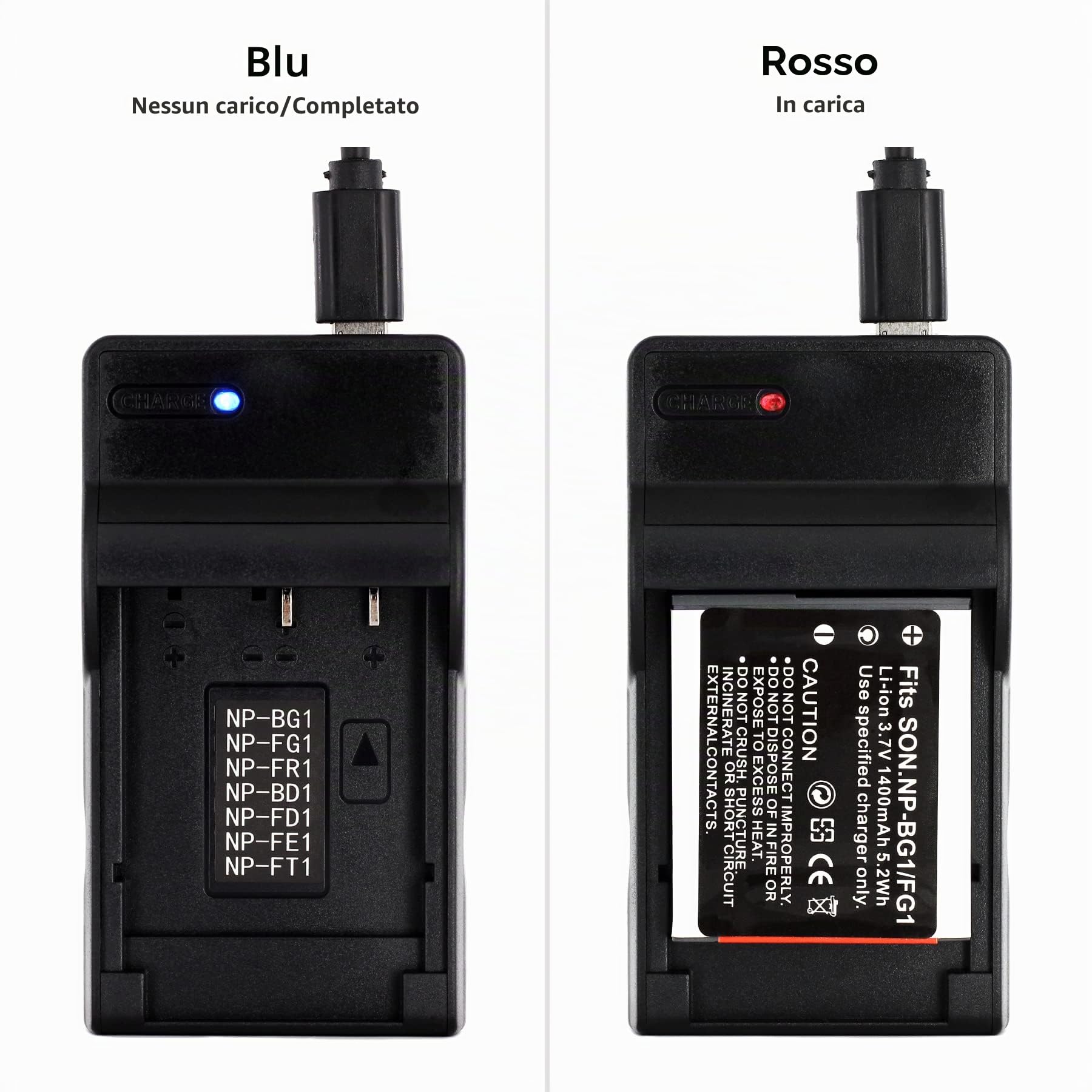 Norifon NP-BG1 USB Caricatore per Sony Cyber-shot DSC-H50 DSC-H55 DSC-H70 DSC-H90 DSC-HX30V DSC-HX5V DSC-HX7V DSC-HX9V DSC-W150 DSC-W290 DSC-W230 DSC-W220 DSC-W200 DSC-W300 DSC-W50 Fotocamera e Altro