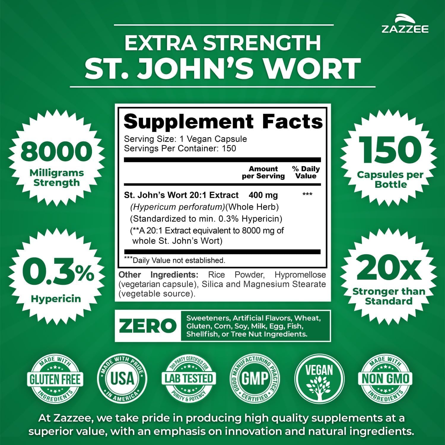 Zazzee Herbal Mood Support Bundle | USDA Organic Rhodiola Rosea Supplement 10:1 Extract & 20x Potency St. John's Wort Extract | Non-GMO Vegan & ISO Lab Tested