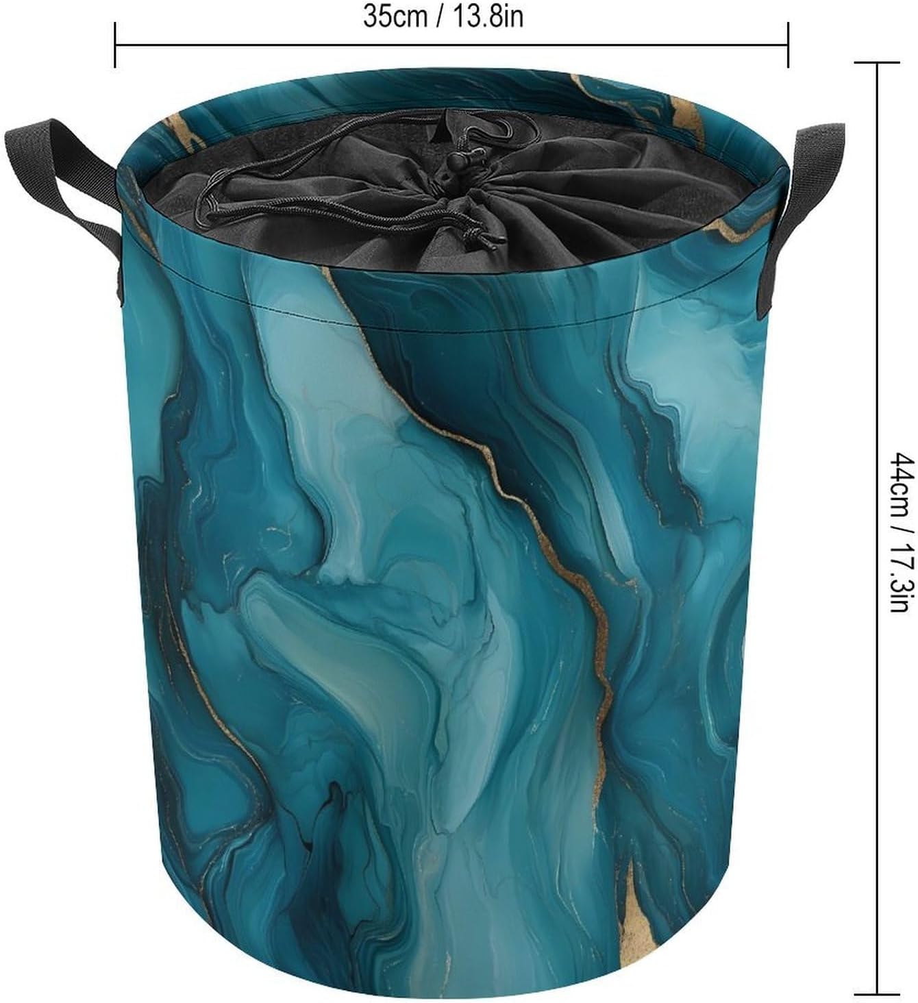 Abstract Teal And Gold Laundry Basket Bag Collapsible Clothes Hamper with Handles for Bedroom Laundry Room