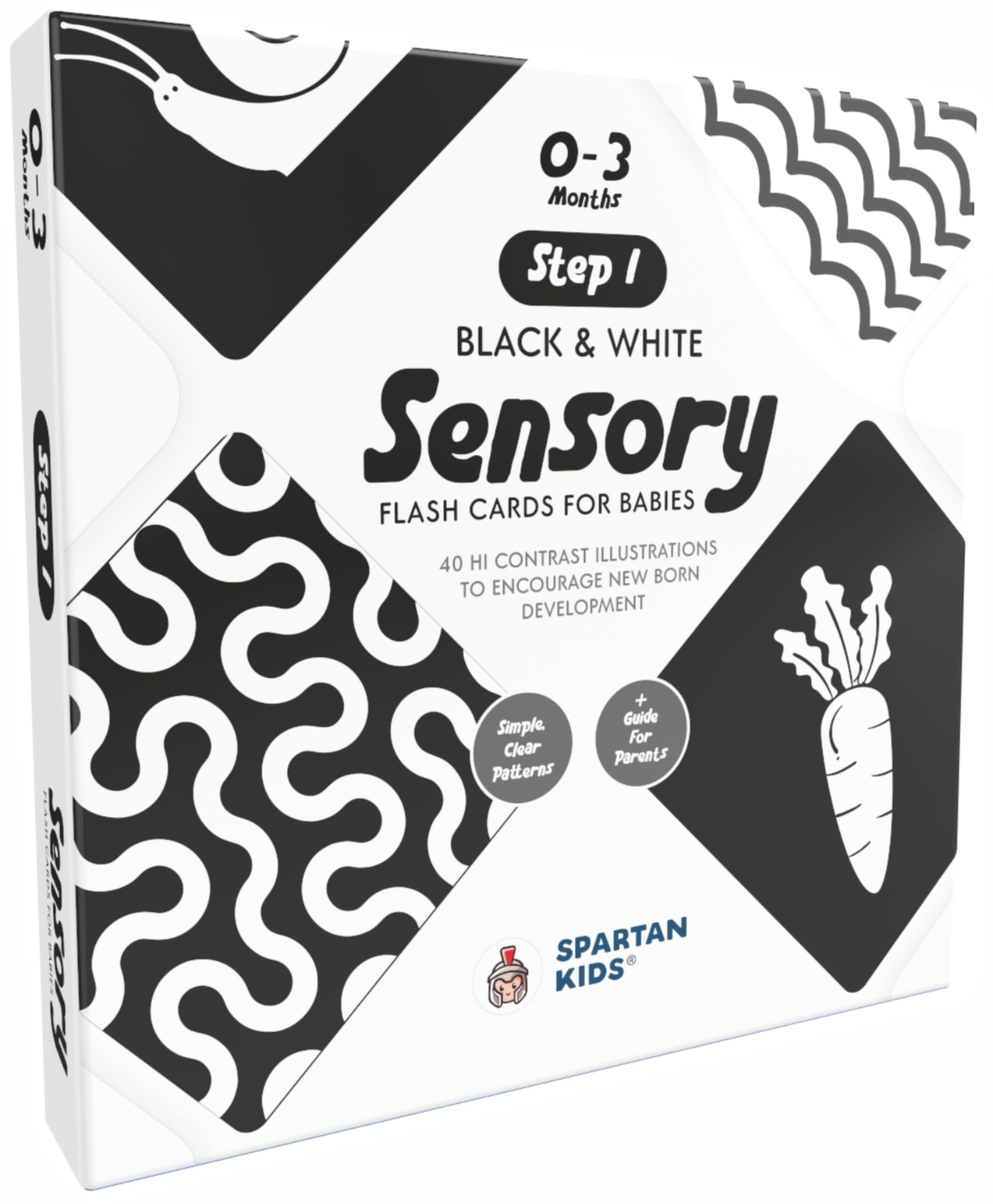 SPARTAN KIDS Black and White Flash Cards for Babies & Infants – Brain Stimulation & Early Learning Developmental Toys for Toddlers, High-Contrast Visual Stimulation Cards - 40 Cards (B0CQ2VTH4Z) Amazon Price History, Amazon Price Tracker