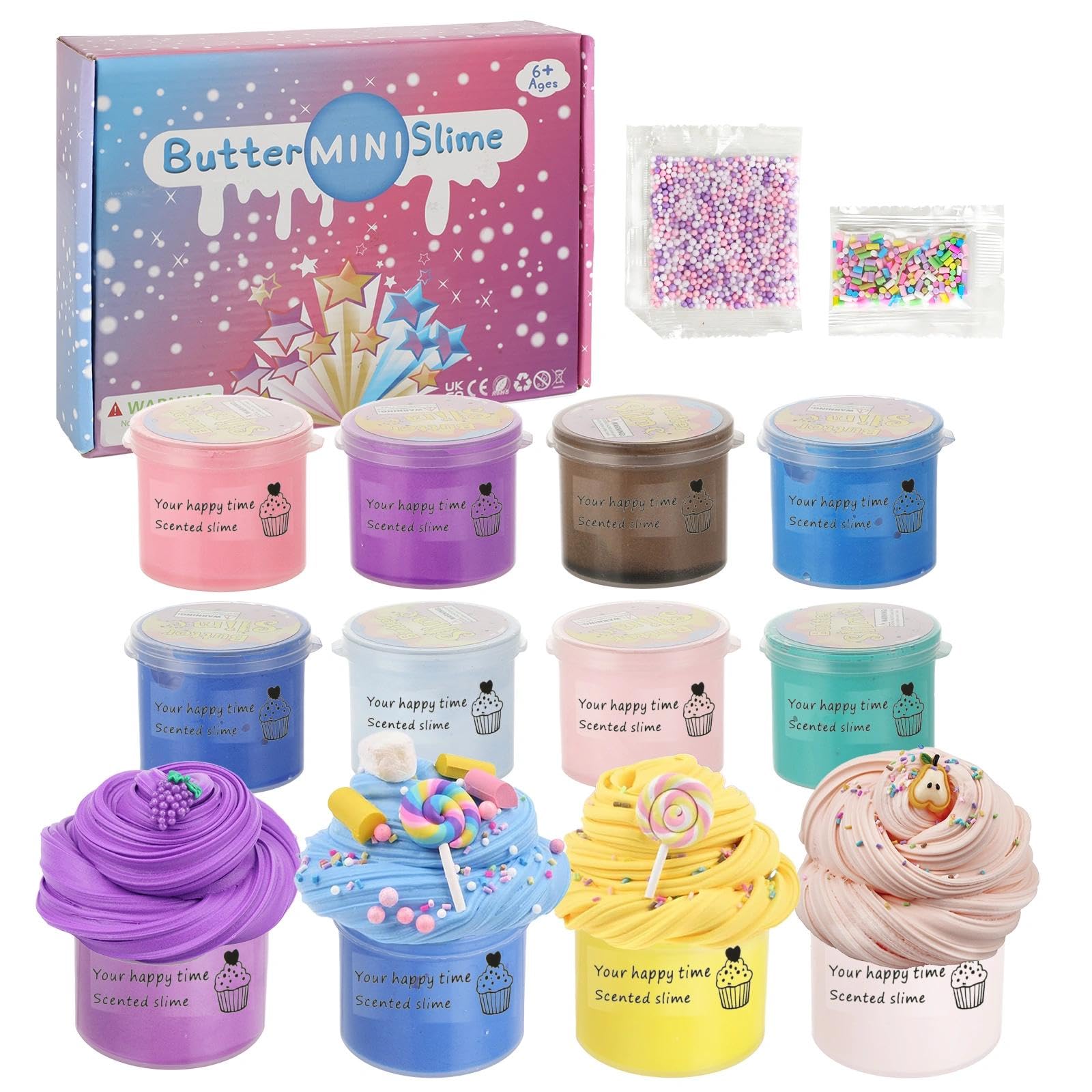 NEMMXUB Kit Slime Fluffy – Tout En Un Pour Filles – Créez Slime Glace, Beurre, Nuage, Mousse – Ingrédients Sûrs, Parfums, Paillettes – Cadeaux Loisir Créatif 7-12 Ans