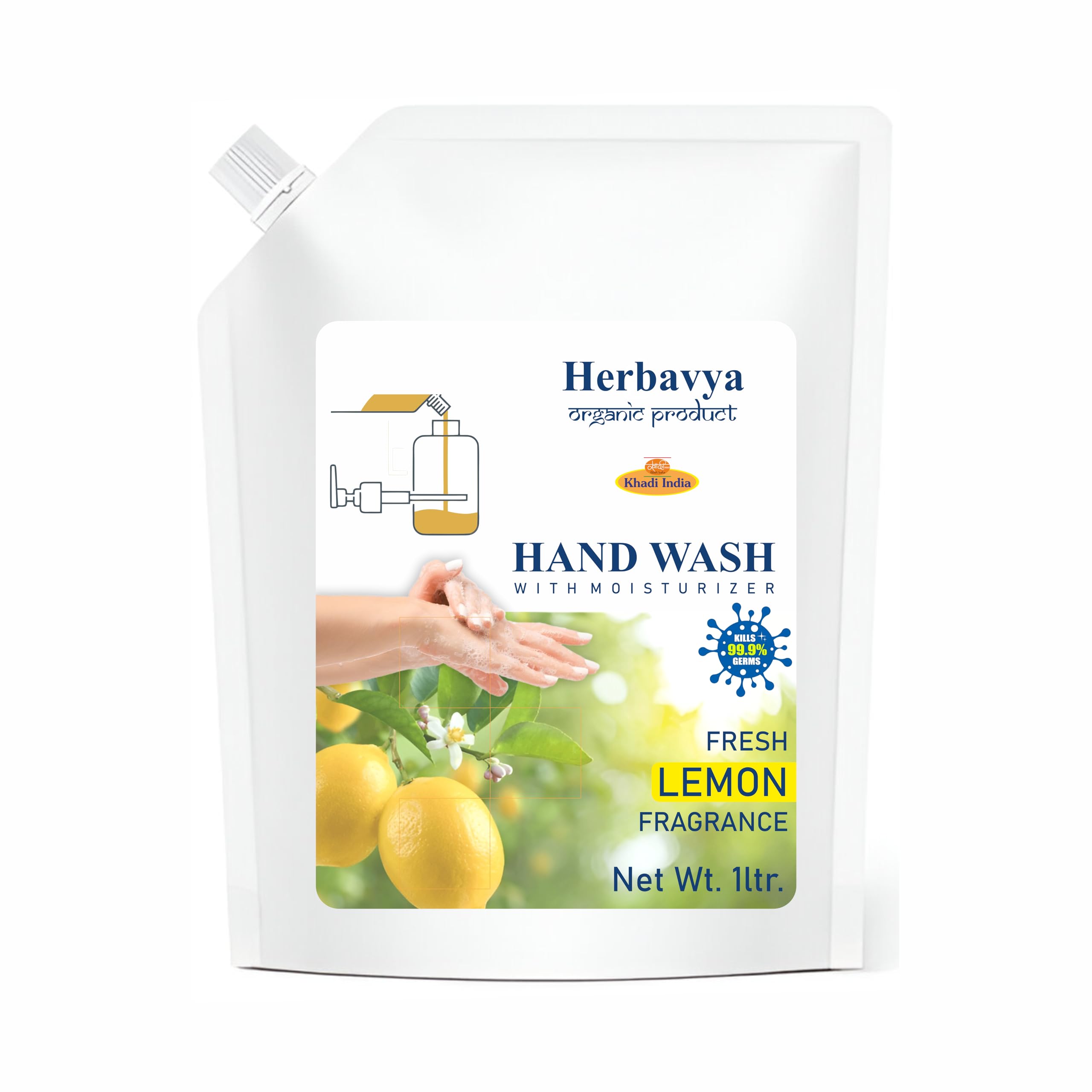 Khadi Herbs Ayurvedic Lemon Hand Wash – Refreshing & Natural Cleanser with Antibacterial Protection | Energizing Citrus Formula, Gentle on Skin - 1000ml. (Refill Pack)-image-31