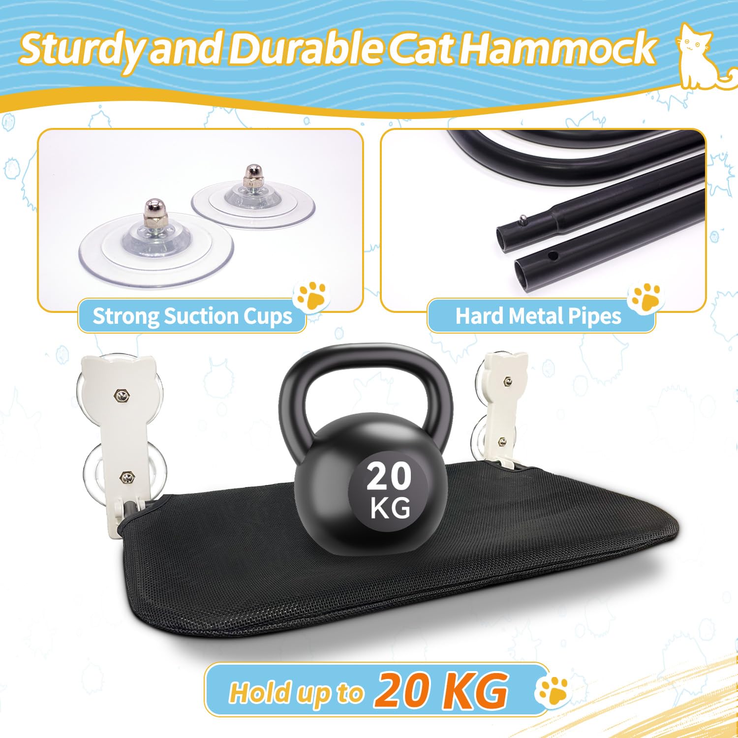 Dracarys Hamac Chat Fenetre, Hamac Fenetre pour Chat Pliable Robuste Lit pour Chat Panier Chat Suspendu Perchoir Chat Fenetre avec 4 Ventouses Robustes Pouvant Supporter Jusqu'à 20 Kg