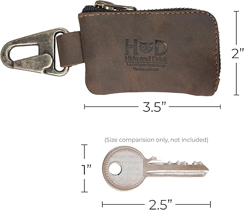 Miniatura 6 de Hide & Drink, Llavero de coche y monedero para cinturón hecho a mano de cuero de grano completo - Bourbon Brown