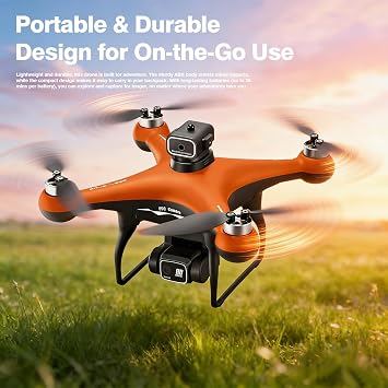 Brushless Motor Drone, Optical Flow Positioning, 720P Dual Camera, 90 Electric Adjustable Camera, LED Night Light, 2 Rechargeable Batteries, USB Charging (Orange)