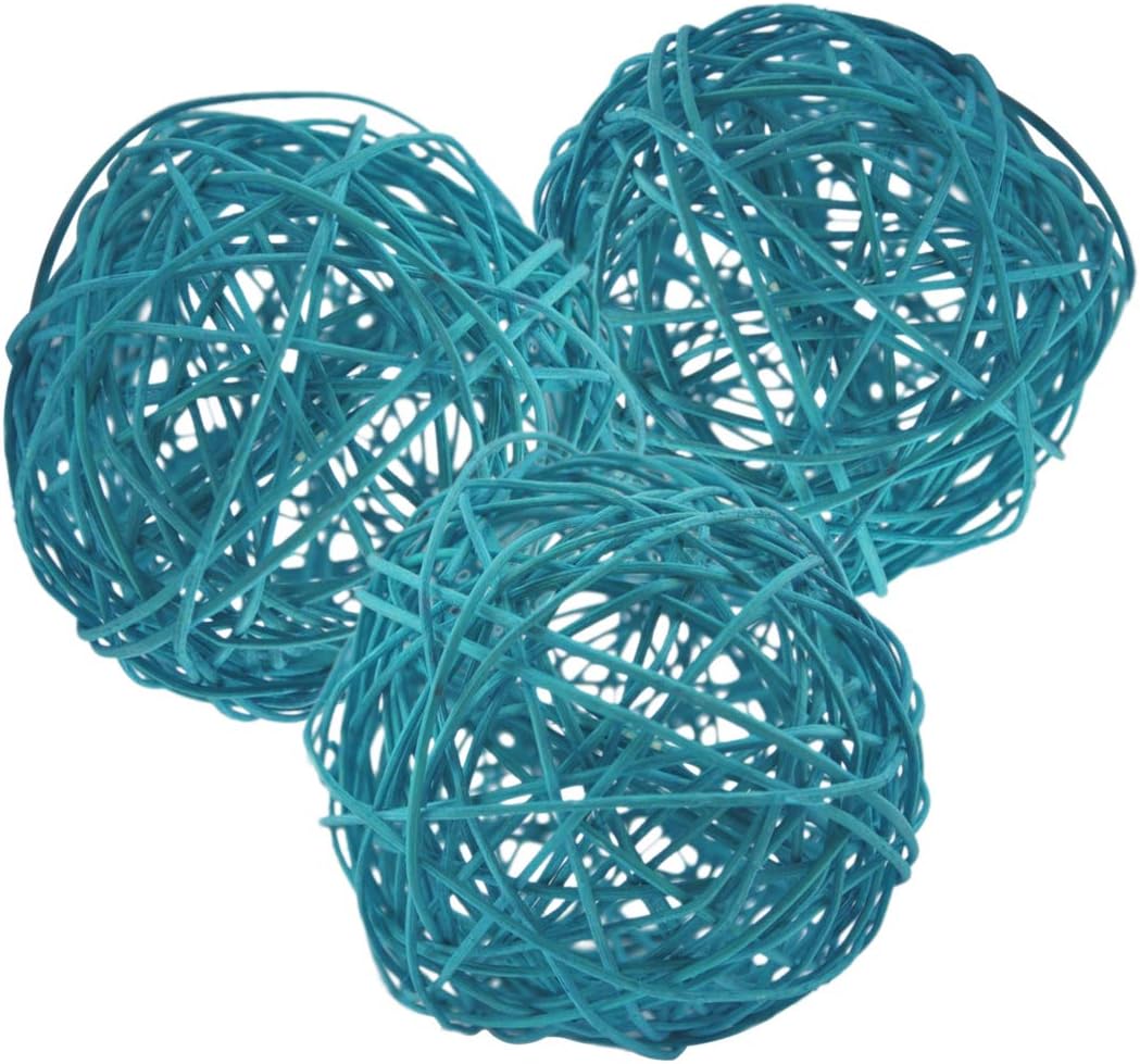 Wicker Rattan Decorative Balls Table Wedding Party Christmas Season Home Decoration (Sky Blue, 4 Inch)
