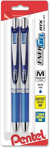 Miniatura 7 de Pentel EnerGel Deluxe RTX - Bolígrafo retráctil de gel líquido, 0.7 mm, punta metálica, tinta violeta, paquete de 2 (BL77BP2V)