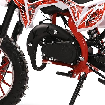 Rocket 49cc Kids Dirt Bike for Ages 6-14 | 25 MPH Top Speed | 10-Inch Off-Road Tires | Easy Pull Start | Front & Rear Disc Brakes