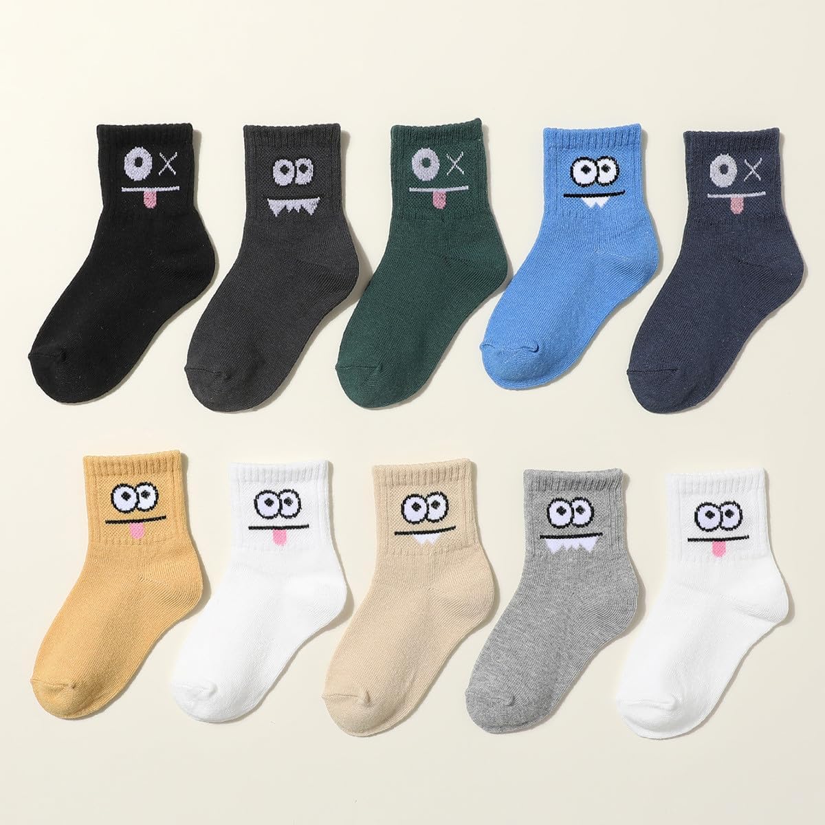 Kids Cartoon Crew Socks Multipack Character Face School Socks