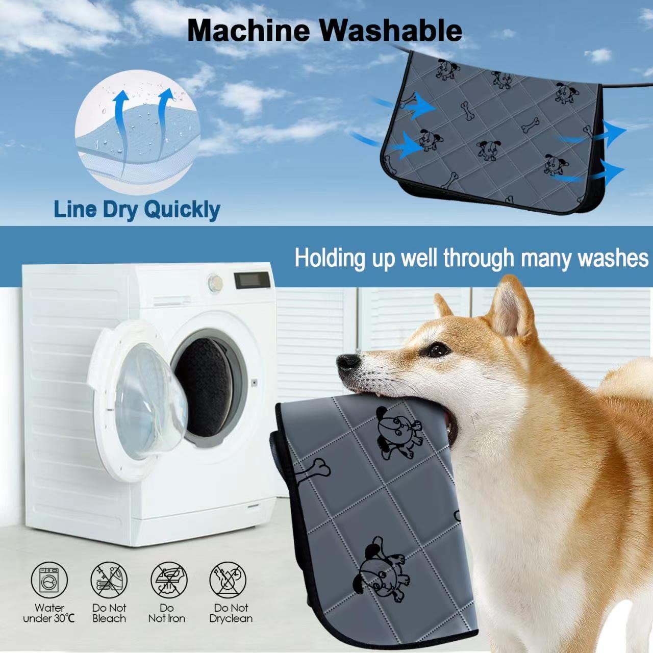 Washable Dog Pee Pads with Free Grooming Gloves,Size 24*24inch, 1 Pack 3