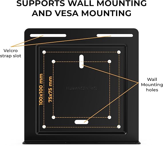 HumanCentric Universal Wall and VESA Mount, Adjustable Strap for Small Computers, UPS Units, Cable Boxes, Modems and Other Electronic Devices, Mounts on The Wall or Back of a Computer Monitor