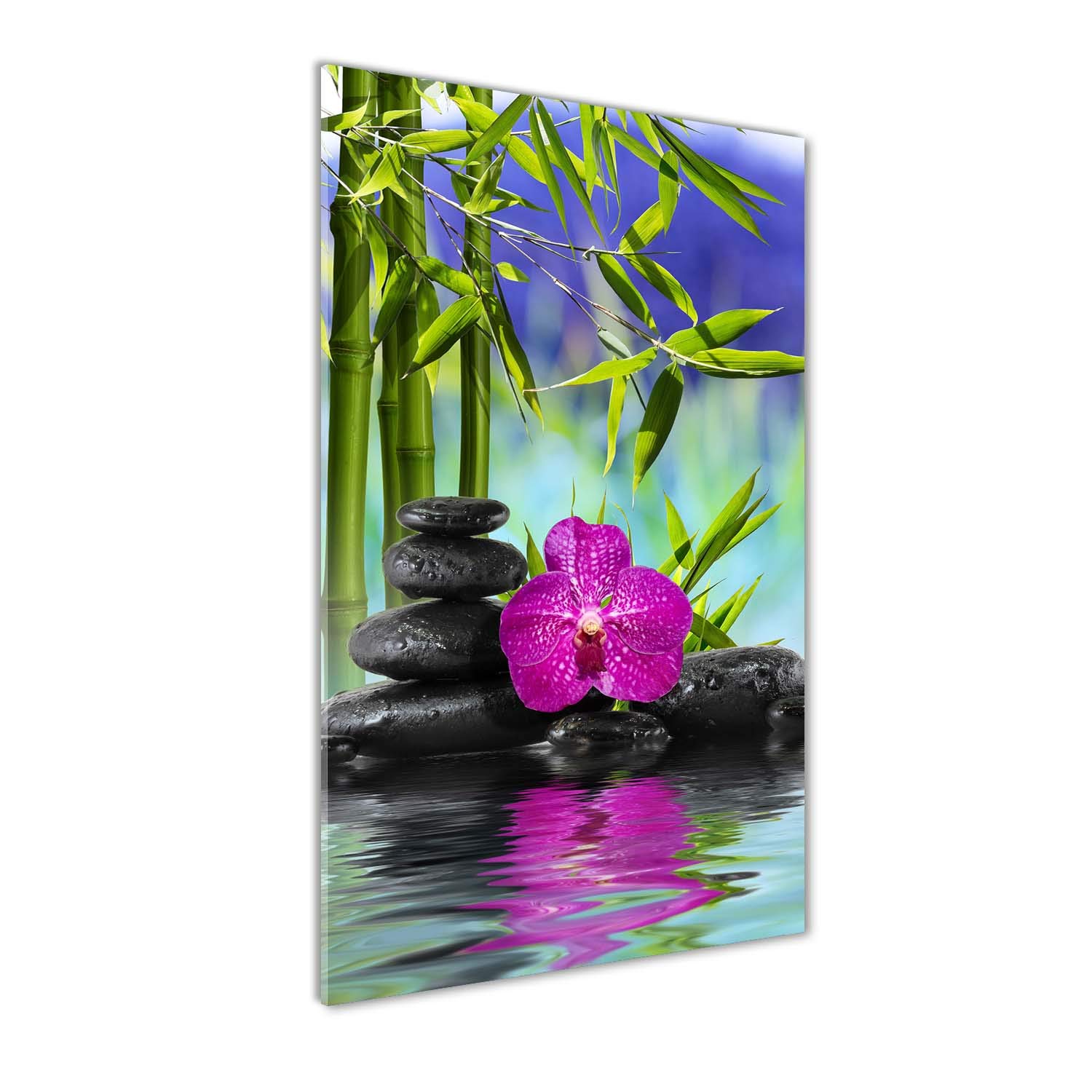 Impression sur verre 60x120 cm Tulup orchidée bambou tableau panoramique