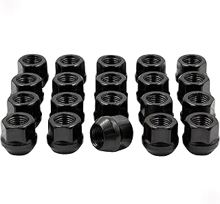 Wheel Accessories Parts Set of 20 14x1.5 Lug Nuts Black Finish OE-Open End Acorn Bulge M14x1.5 Thread 22mm (0.84") Length 19mm (3/4") Hex Wheel Lug Nut
