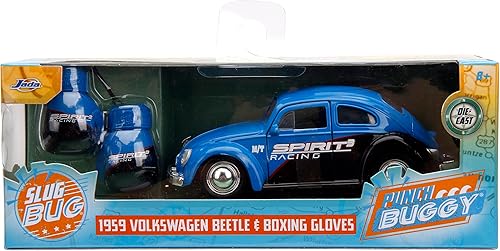 Miniatura 2 de Punch Buggy 1:32 Escala 1:32 Volkswagen Beetle 1959 - Auto fundido a presión con mini guantes (azul), juguetes para niños y adultos