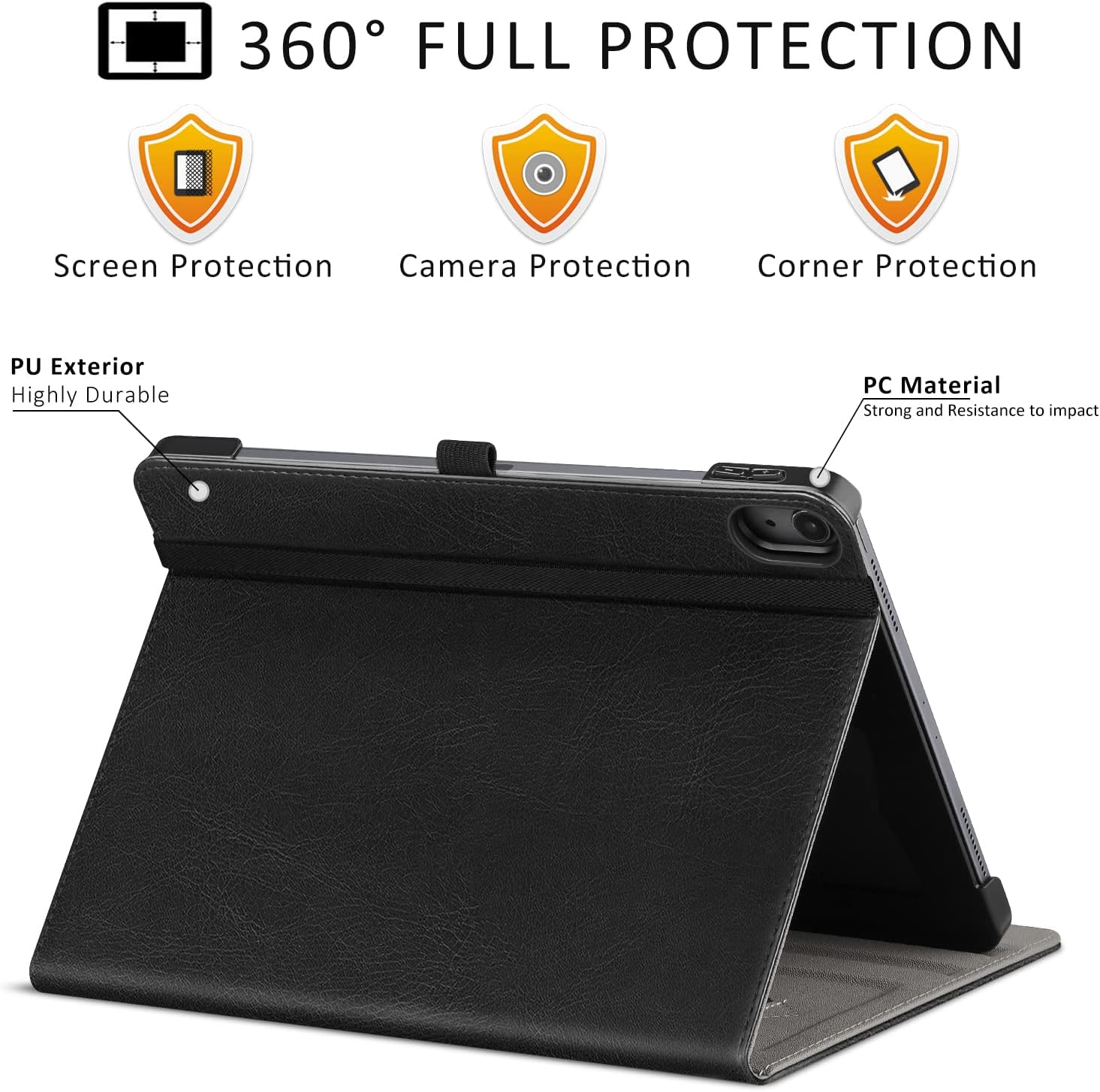 Ztotop Case for iPad Air 5th/4th Generation 10.9 Inch 2022/2020, 360 Degree Rotating PU Leather Cover for iPad Pro 11" 2018/iPad Air 4 & 5, Black