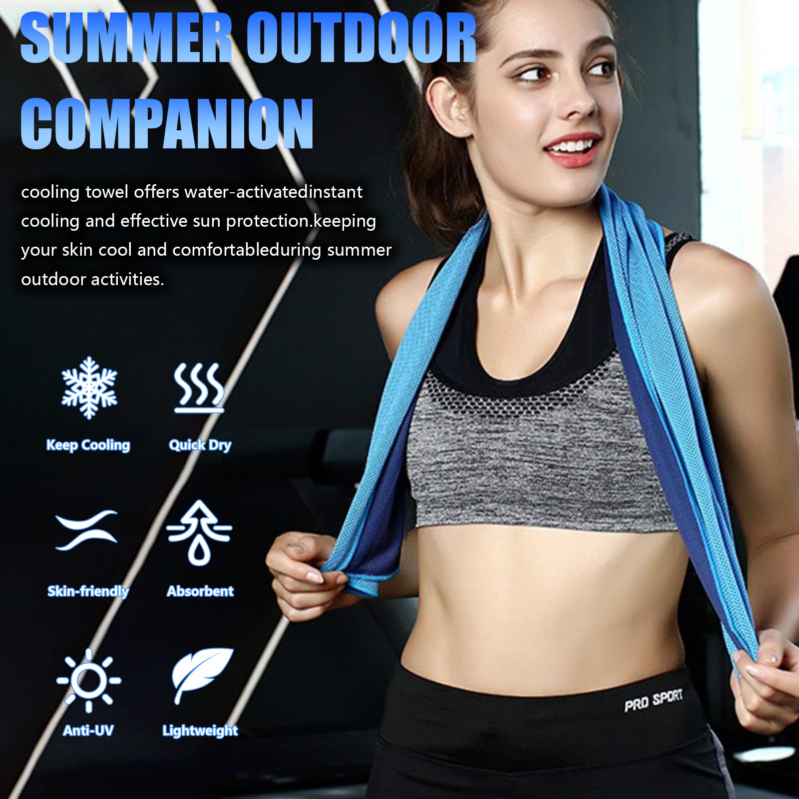 Asciugamano da ghiaccio 30 x 100cm, asciugamano golf, cooling towel, Asciugamano Raffreddamento per Yoga Palestra