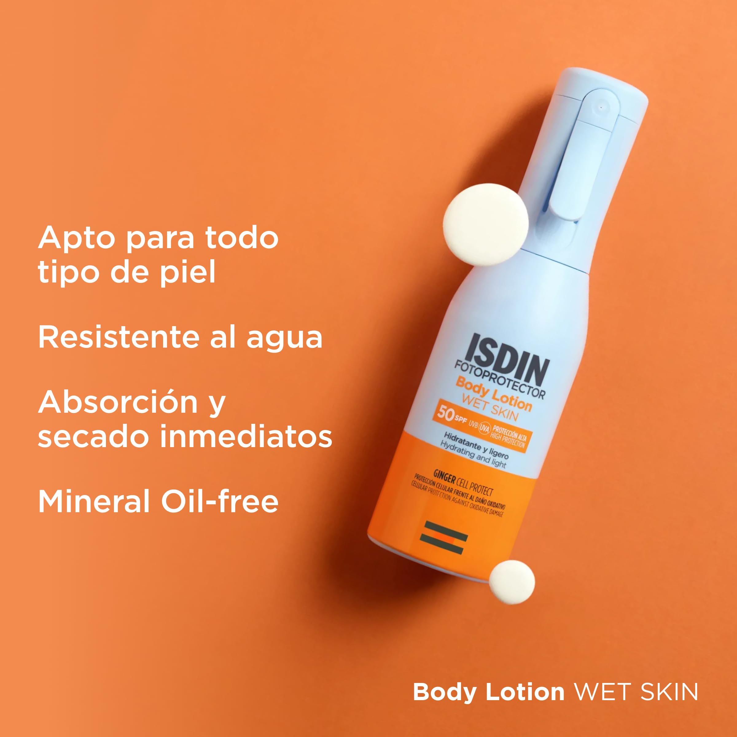 ISDIN Fotoprotector Body Lotion SPF50, Protector solar corporal ligero en pistola, Crema solar que hidrata intensamente la piel, 250ml