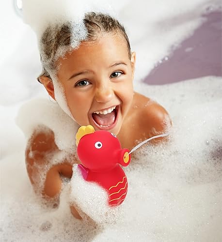 Miniatura 6 de DolliBu Seahorse Bath Buddy Squirter - Juguete de baño flotante de goma de caballito de mar rojo, divertido juego de baño para niños pequeños, lindo
