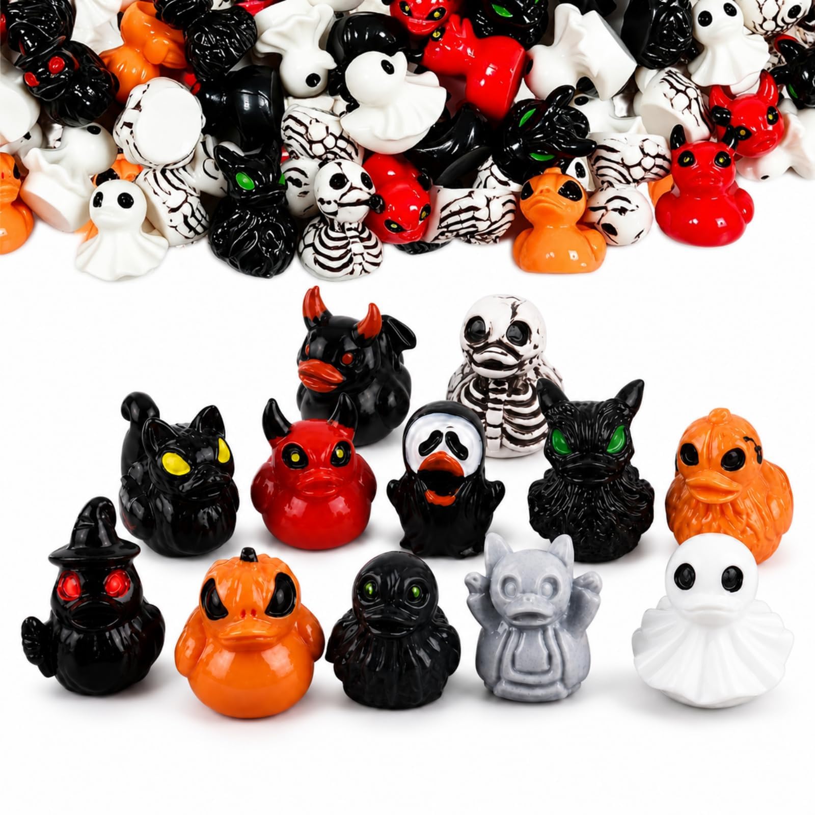 30-Pcs Halloween Ducks, Mini Ducks, Mixed Halloween Character Designs