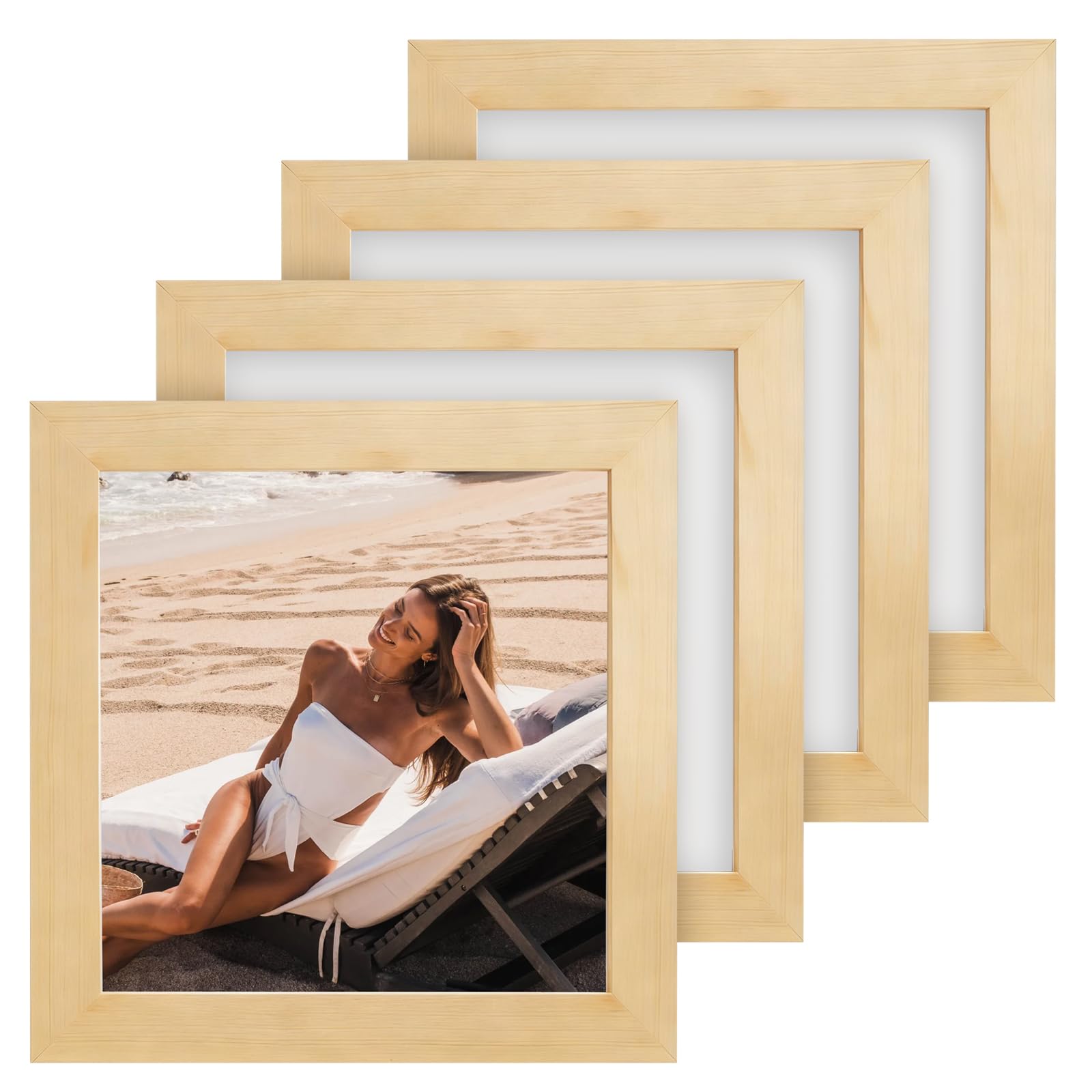 6x6 Photo Frame, 4Pcs Square Picture Frames, Small Picture Frames(15x15cm), Pictures Frame Backing for Display on Table Desk Top or Wall Hanging Home Office Decoration