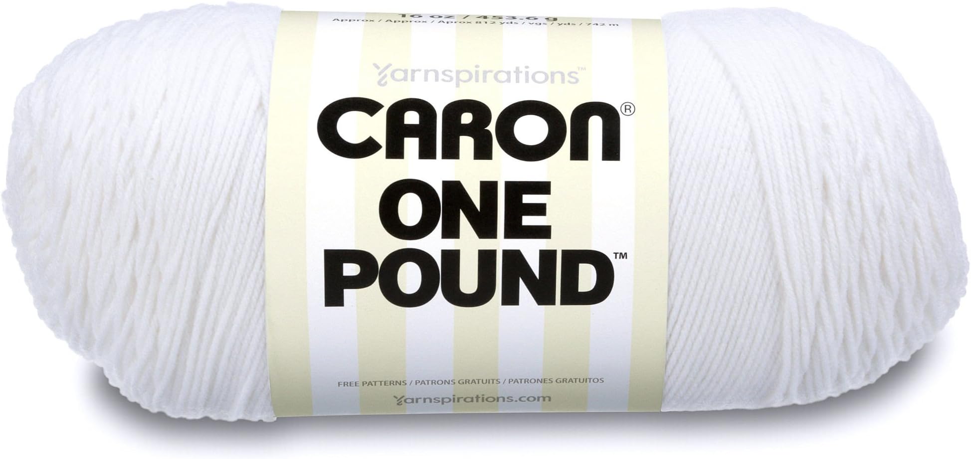 294010-10501 One Pound Solids Yarn - (4) Medium Gauge 100% Acrylic - 6 oz - White - For Crochet, Knitting & Crafting