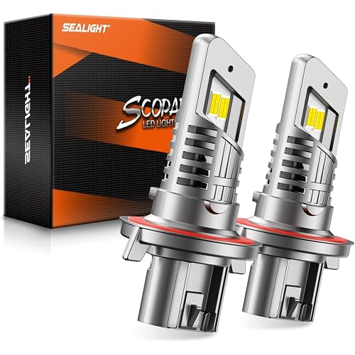 SEALIGHT H13 Bulb compatible 9008, 50000LM 6500K White Light, 1:1 Design with 13000RPM Cooling Fan, IP67 Waterproof 60000+ Hours Lifspan Plug and Play, 2 Pack