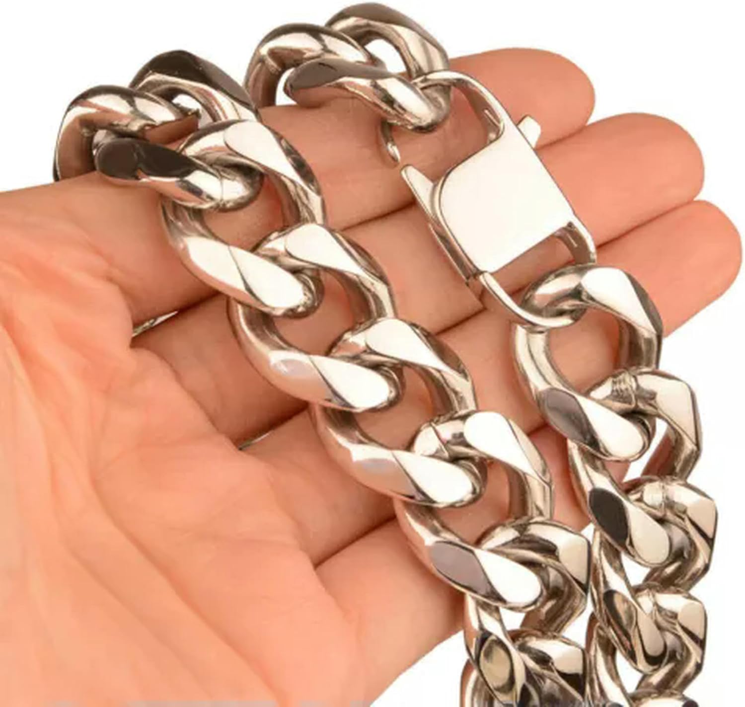 19mm Heavy Men's Chain 316L Stainless Steel Curb Cuban Link Necklace Bracelet