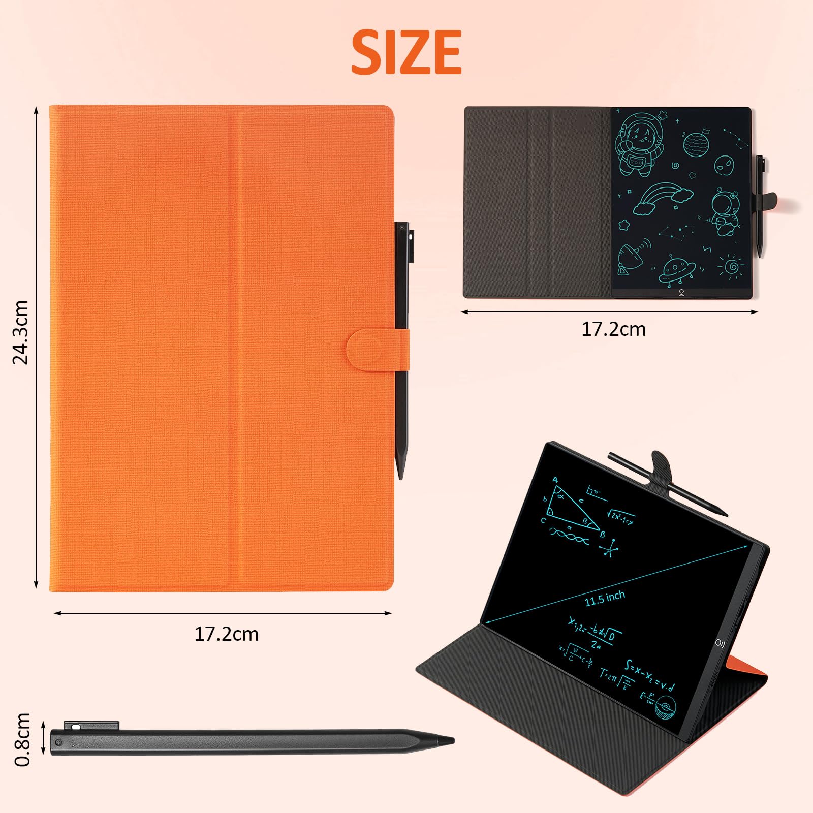 Czemo Tableau d'écriture LCD 11,5 pouces avec étui de protection Réutilisable