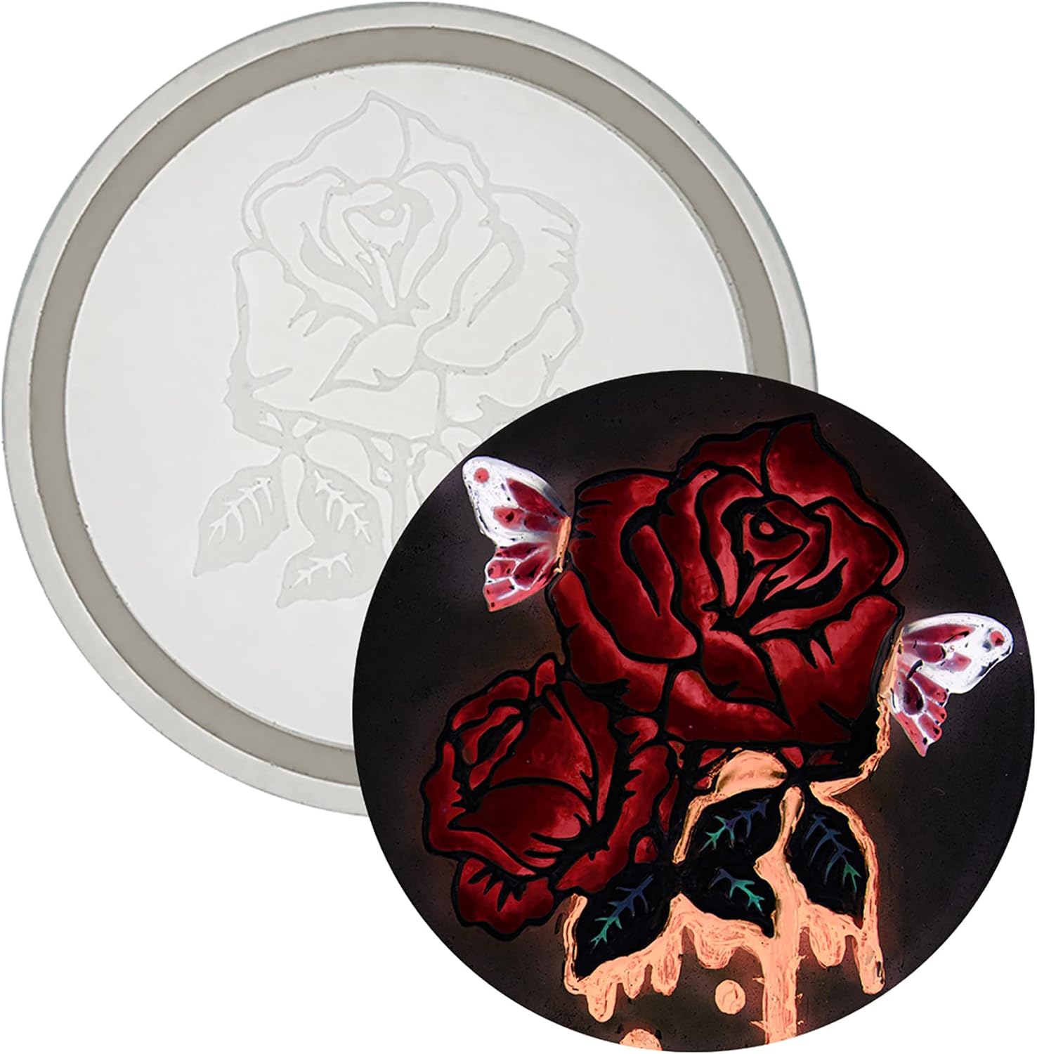 Coaster Resin Molds Silicone Etched Pattern Round, Set of 7, DIY Craft, Cup Mats, Charm, Table Decoration, Gift