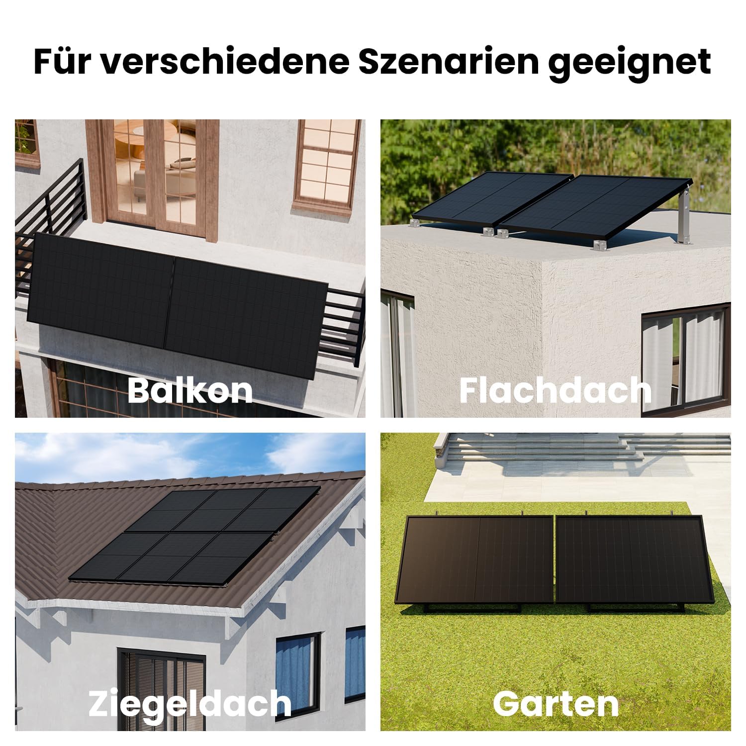 Powerness® 500Wp Solarmodul Full Black, TOPCon bifazial Glas-Glas PV Modul, N-Type Doppelglas Solarpanel mit 0–5W positiver Leistungstoleranz für Balkonkraftwerk, 0% MwSt. (1 Stk)