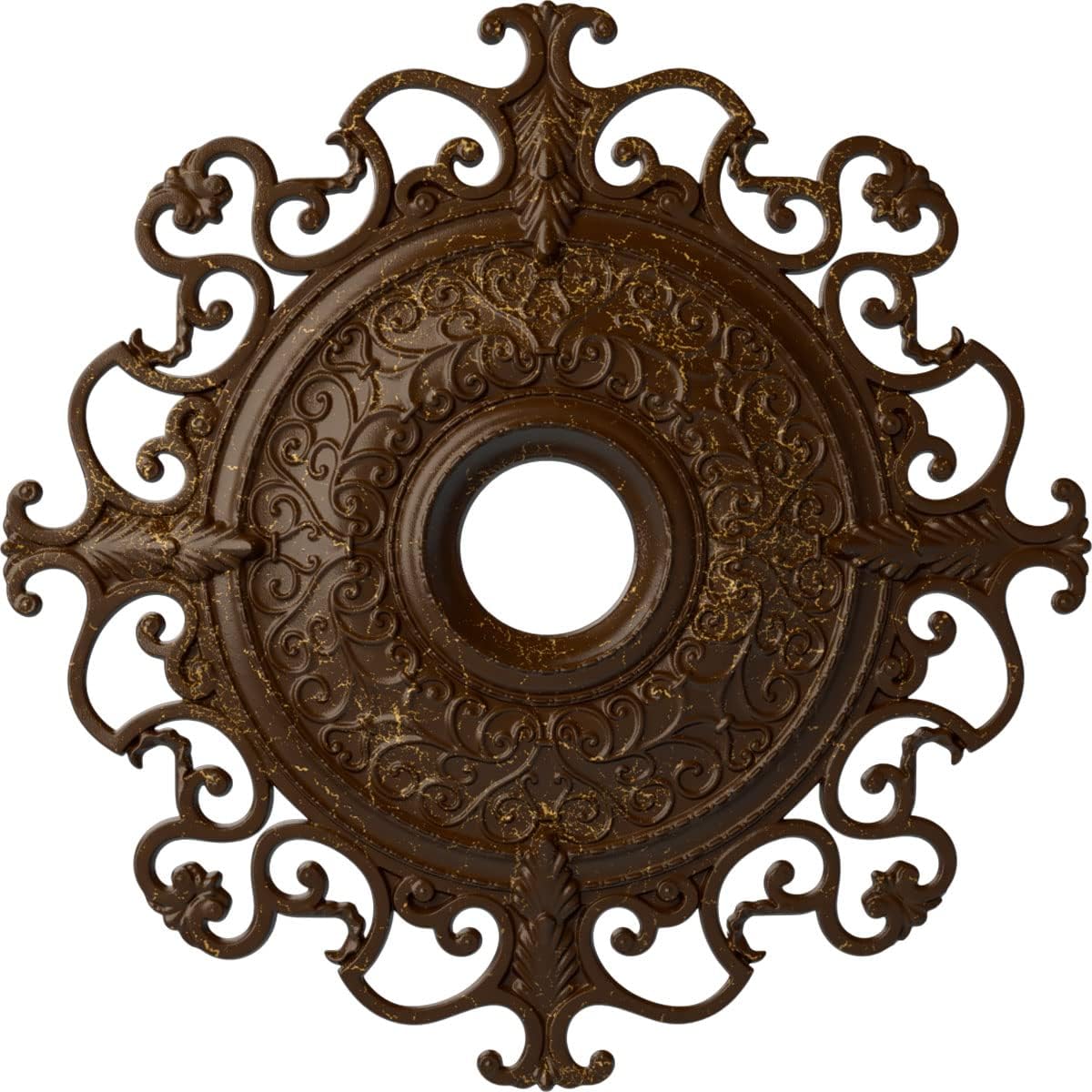 Ekena Millwork CM38OLRBC Orleans Ceiling Medallion, Root Beer Crackle, 38 3/8"OD x 6 5/8"ID x 2 7/8"P