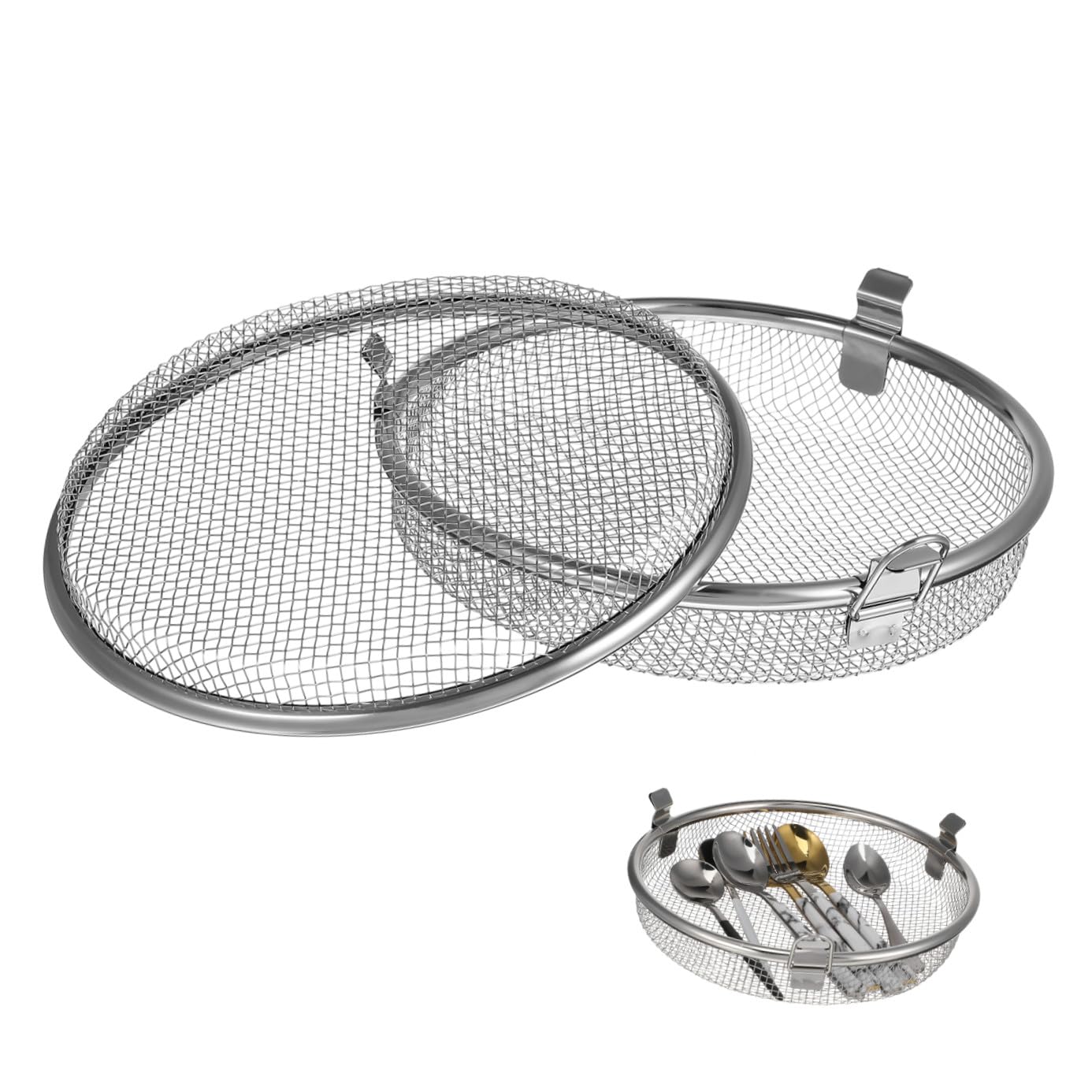 Cesta de Acero Inoxidable para Lavavajillas, Almacenamiento de Utensilios | Plata, Resistente a Alta Temperatura Drenaje de Agua, Accesorio de Cocina para Tenedores y Cuchillos Estilo Aleatorio