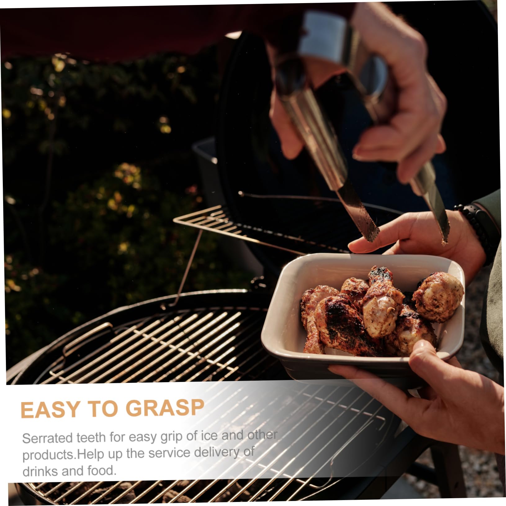 SOLUSTRE Stainless Steel Ice Tongs with Rubber Handle Serving Clips for Drinks Food Bars Restaurants and Home Use Serrated Design for Ice and More