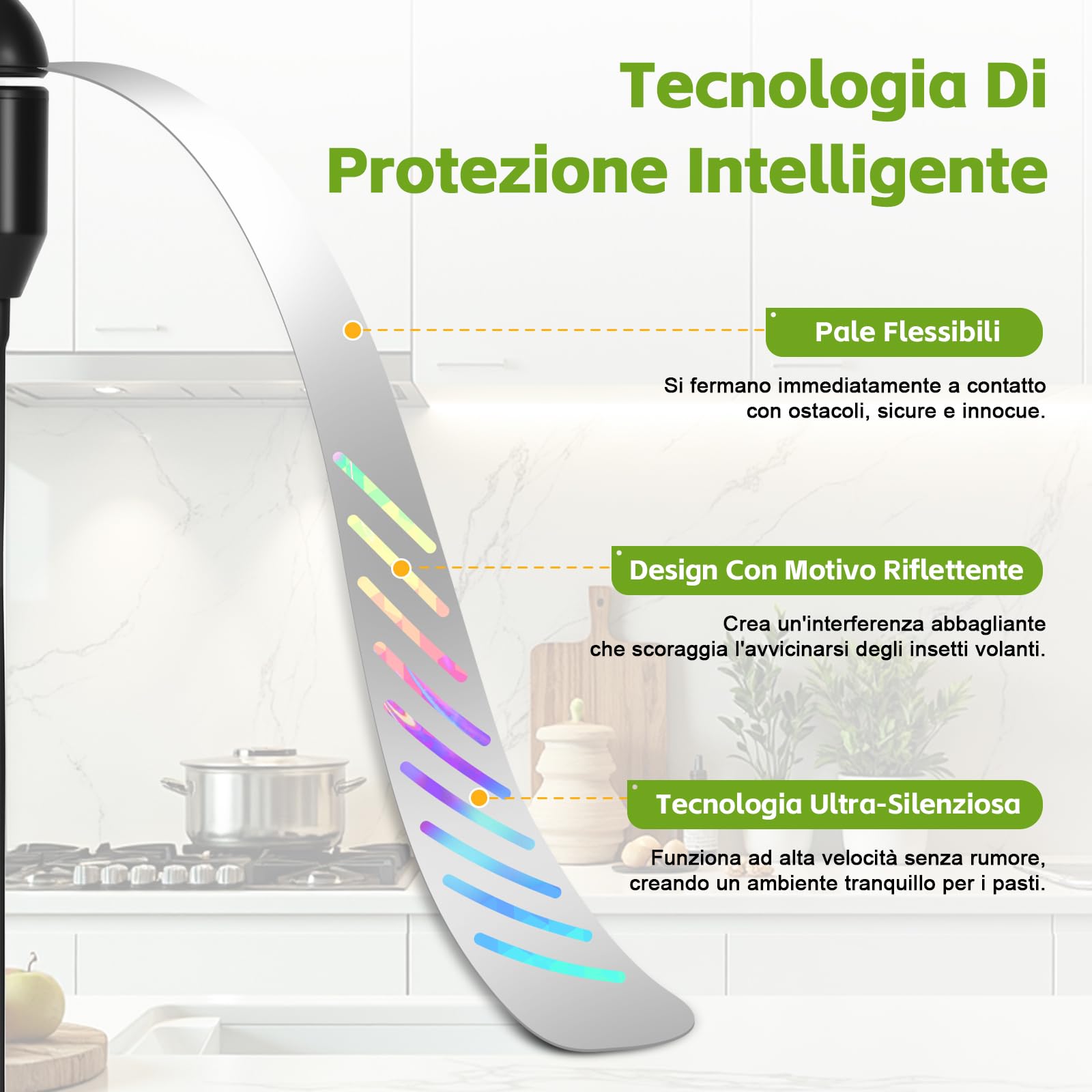 Ulikey Scaccia Mosche da Tavolo, Anti Mosche Pieghevole Portatile 2 Pezzi, Antimosche per Interno Esterno con Gancio, Illuminazione a LED per Cucina, Grigliate All'aperto, Ristoranti