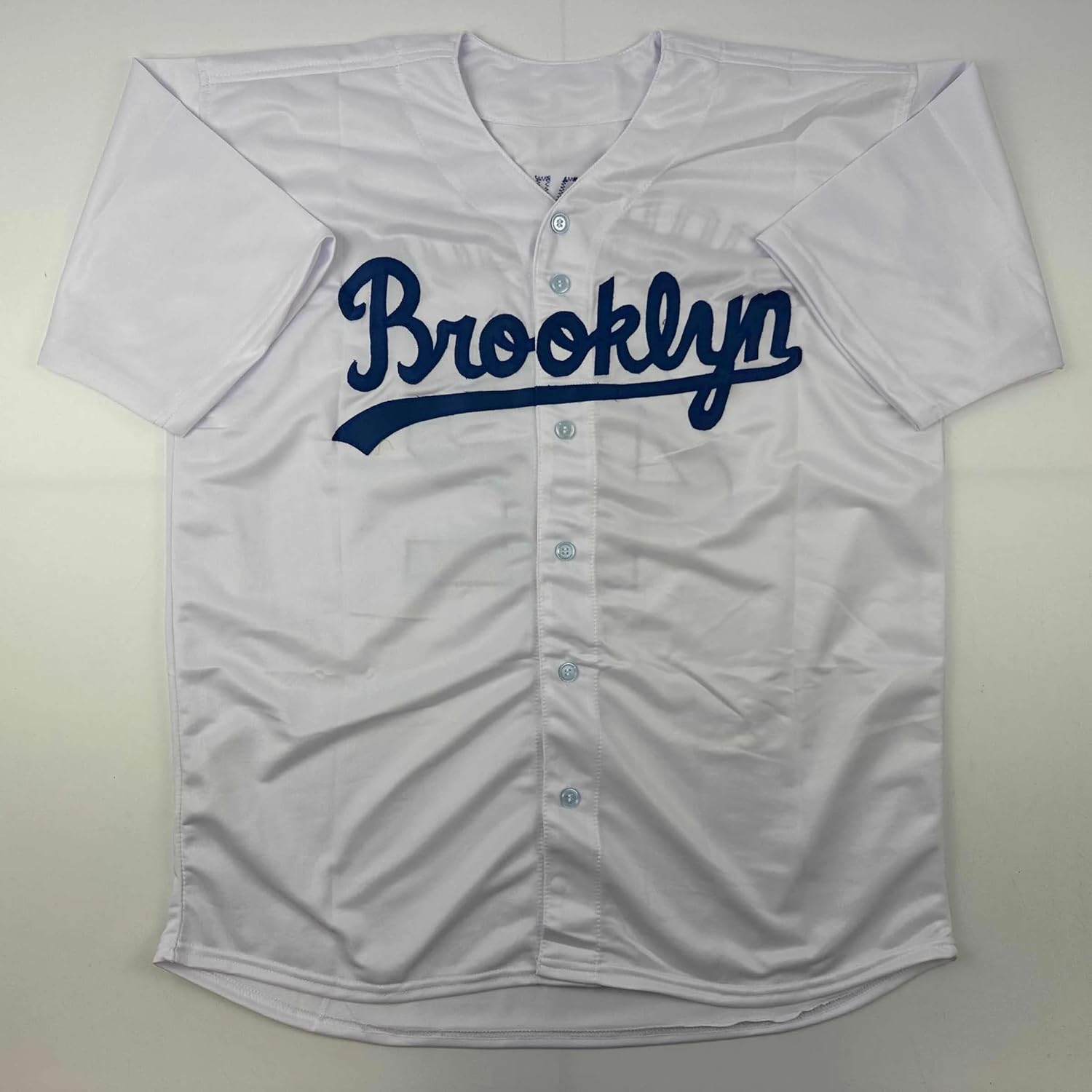 Facsimile Autographed Jackie Robinson Brooklyn Los Angeles LA White Reprint Laser Auto Baseball Jersey Size Men's XL - Image 3