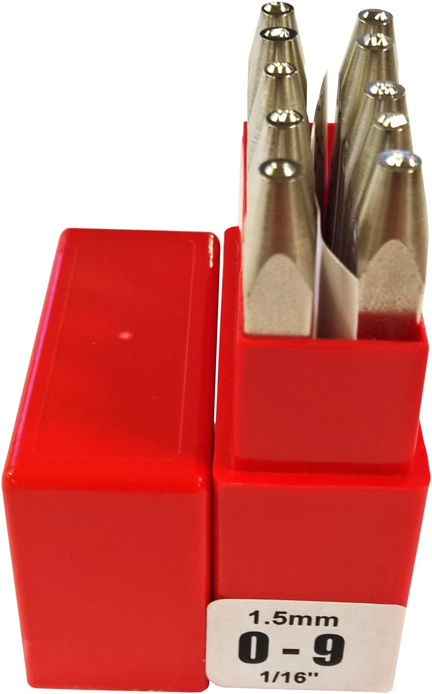 PRYORPP10015 0-9 Punches, 10 Piece, 1/16" Character Size, 1.5 mm