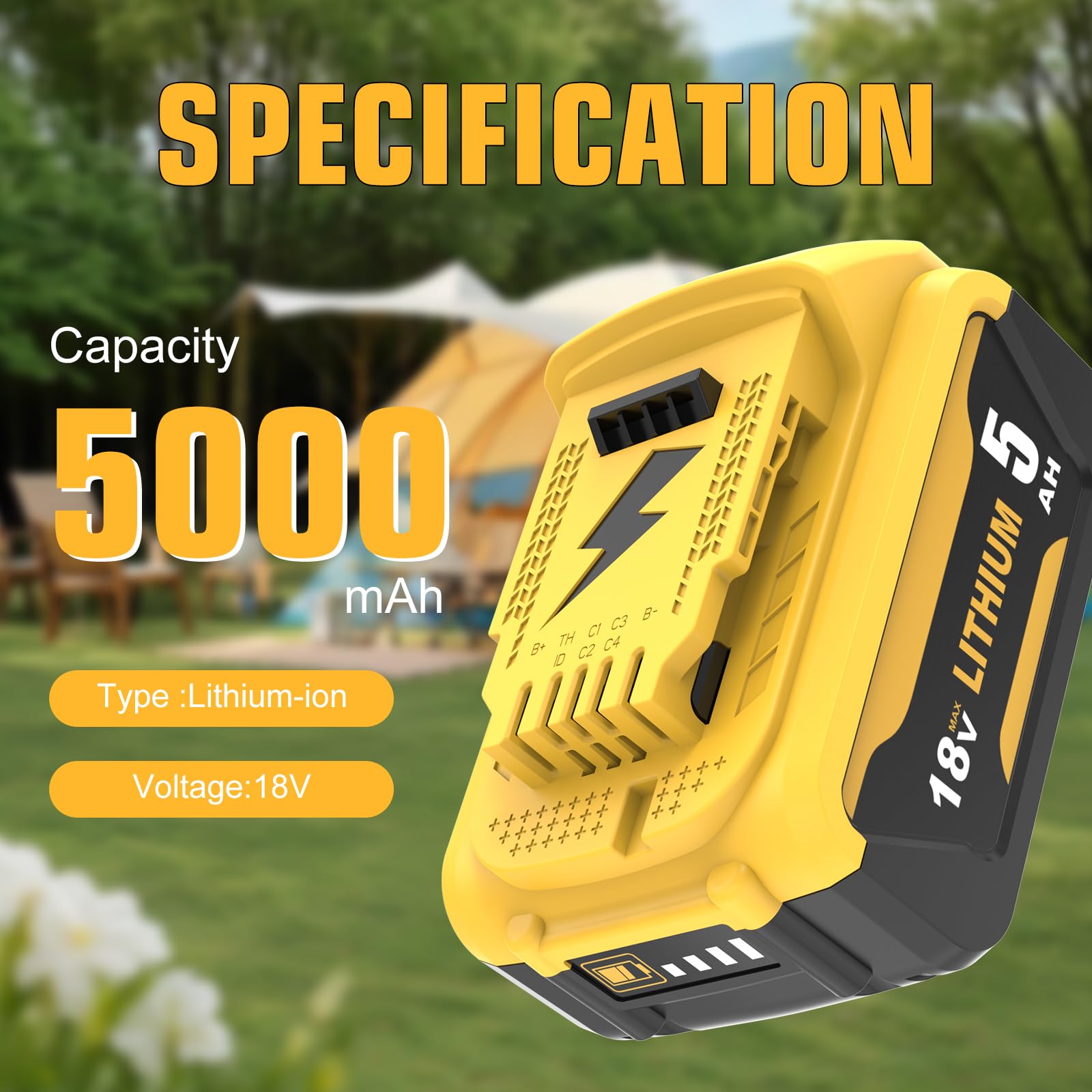 2 piezas de 18 V 5.0 Ah de repuesto para batería Dewalt DBC200 DBC201 DBC203 DBC204 DCB180 DCB181 DCB182 DCB183 DCB184 DCB185 DCB-184B-XJ con indicador LED